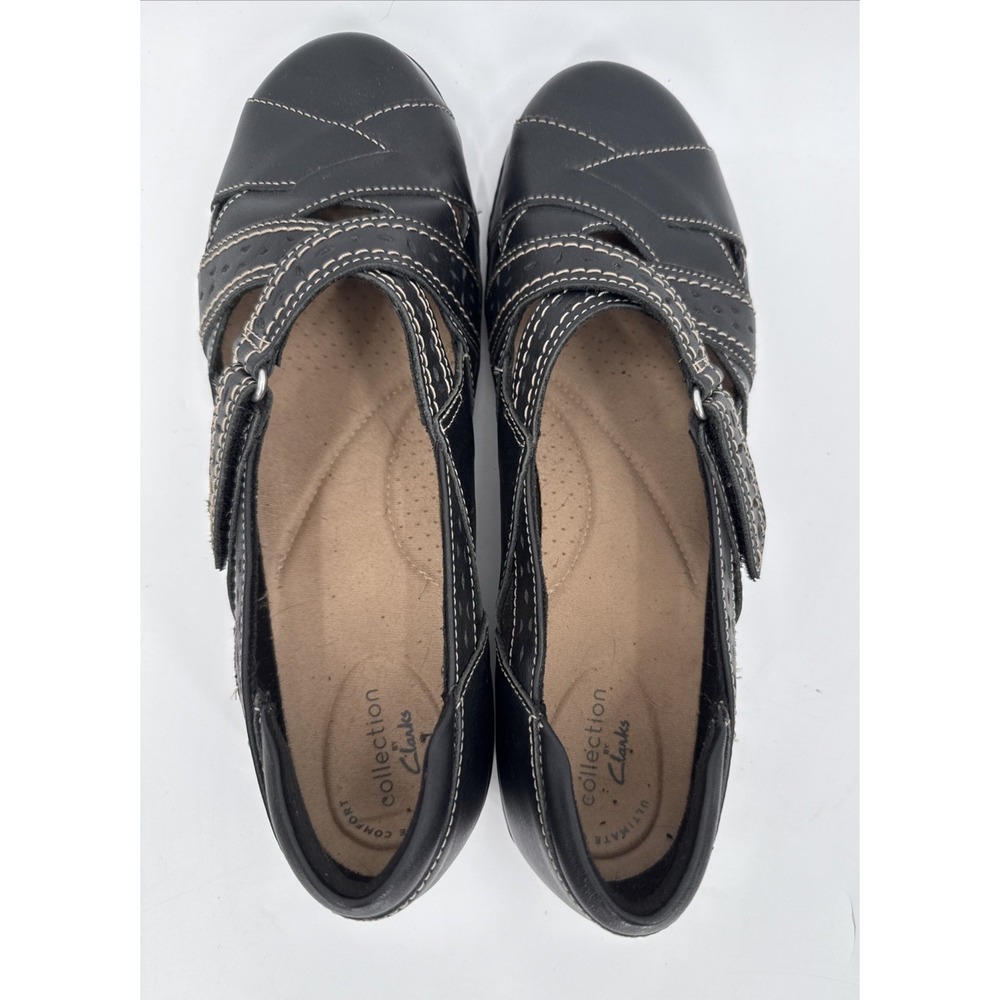 Clarks Womens Black Criss Cross Strappy Leather Shoes Size 10 Boho Comfort - Picture 5 of 8